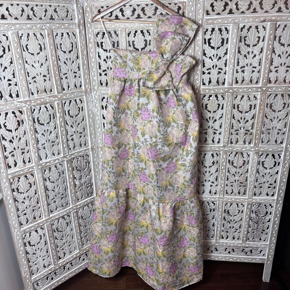Petal & Pup Floral One-Shoulder Mini Dress in Lavender and Green